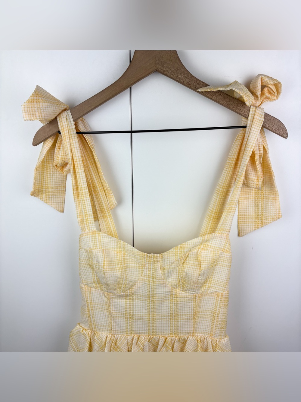 Sofie the Label Dalia Maxi Dress Yellow Jacquelyn Plaid Seersucker NEW Medium - Picture 4 of 10